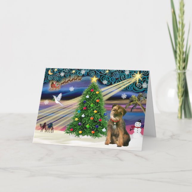 Cartão De Festividades Natal Magic Border Terrier (Frente)