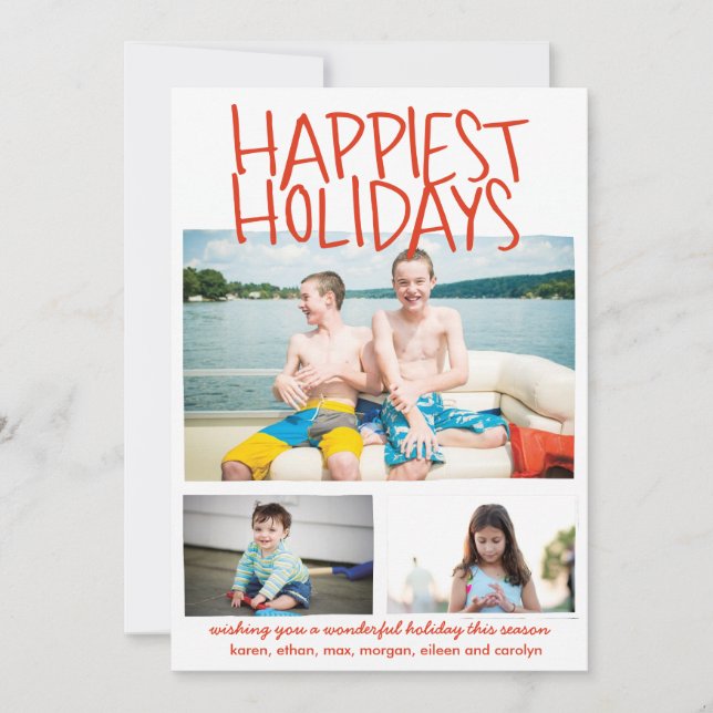 Cartão De Festividades Natal Mais Feliz Vermelho (Frente)