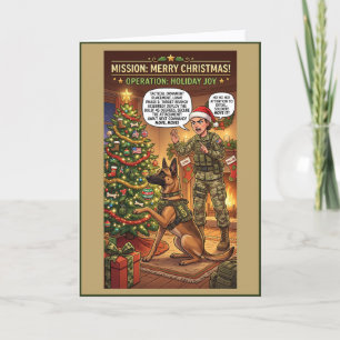 Cartão De Festividades Natal Militar K9 Engraçado