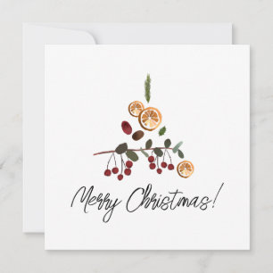 Cartão De Festividades Natal Minimalista Folhagem da floresta de feriado