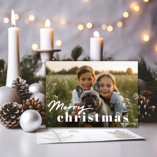 Cartão De Festividades Natal Minimalista Mais Alegre Moderno 1 Foto Elega