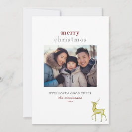 Cartão De Festividades Natal Minimalista Rena Com Uma Foto