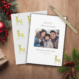 Cartão De Festividades Natal Minimalista Rena com Uma Foto