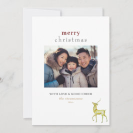 Cartão De Festividades Natal Minimalista Rena com Uma Foto