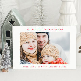 Cartão De Festividades Natal Minimalista Retro Máquina de Escrever Duas F