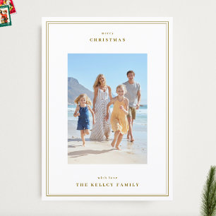 Cartão De Festividades Natal Mínimo com Imagem Simples Folha de inverno