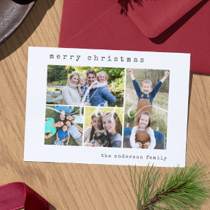 Cartão De Festividades Natal mínimo da família de fotos Na moda 4