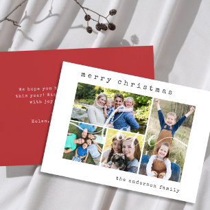 Cartão De Festividades Natal mínimo da família de fotos Na moda 4