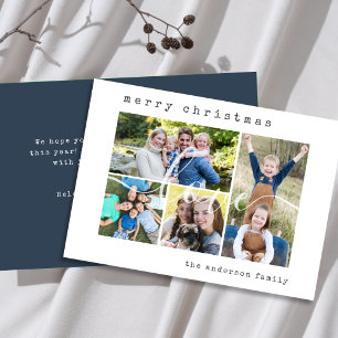 Cartão De Festividades Natal mínimo da família de fotos Na moda 4