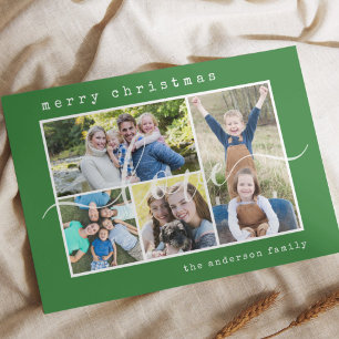 Cartão De Festividades Natal mínimo da família de fotos Na moda 4