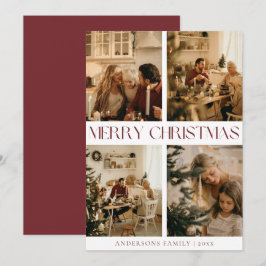 Cartão De Festividades Natal Mínimo da Foto da Família Elegante Moderna