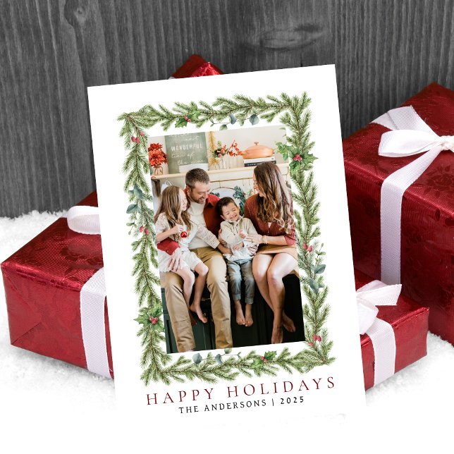 Cartão De Festividades Natal mínimo elegante | Foto da família moderna 1 (Criador carregado)