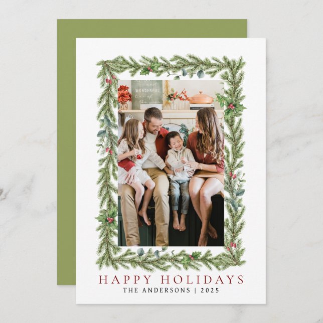 Cartão De Festividades Natal mínimo elegante | Foto da família moderna 1 (Frente/Verso)