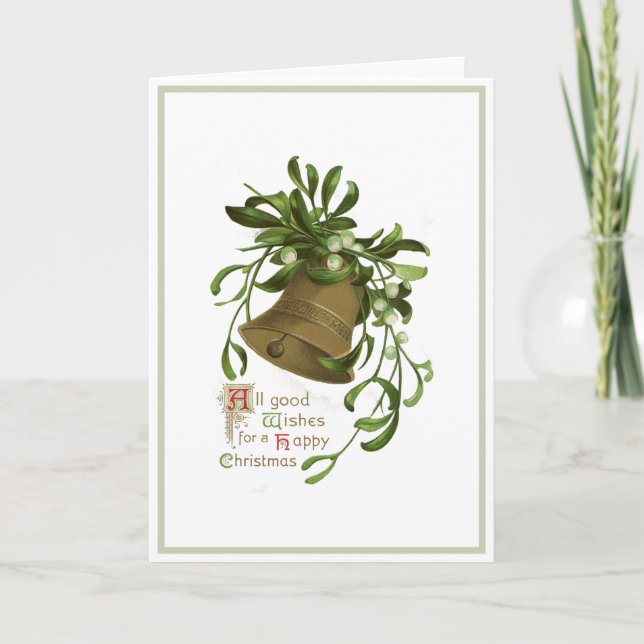 Cartão De Festividades Natal Mistletooe Vintage Holiday (Frente)