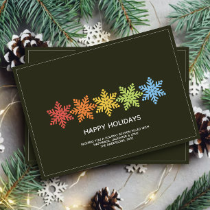 Cartão De Festividades Natal Moderno Colorido dos Flocos de Neve