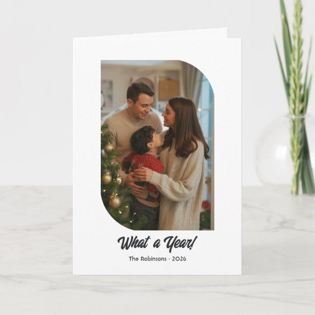 Cartão De Festividades Natal moderno da Colagem de Fotos "Ano em Revisão" (Frente)