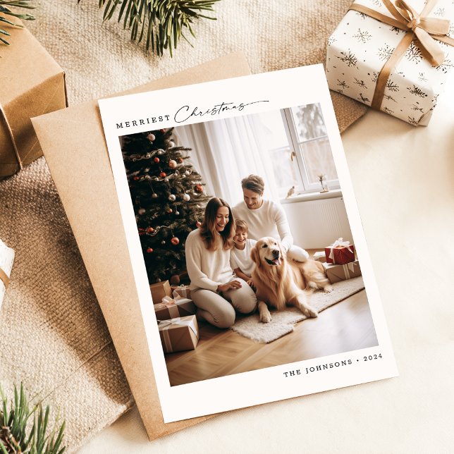 Cartão De Festividades Natal Moderno Da Família Mais Merrista Com Foto De (Criador carregado)
