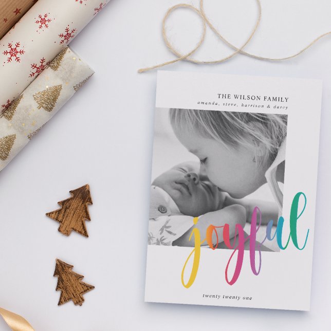 Cartão De Festividades Natal moderno de "alegria" (Criador carregado)