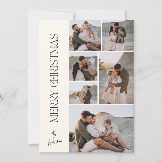 Cartão De Festividades Natal moderno e elegante da colagem de fotos (Frente)
