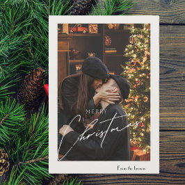 Cartão De Festividades Natal Moderno e Elegante | Foto de Casal Romântico