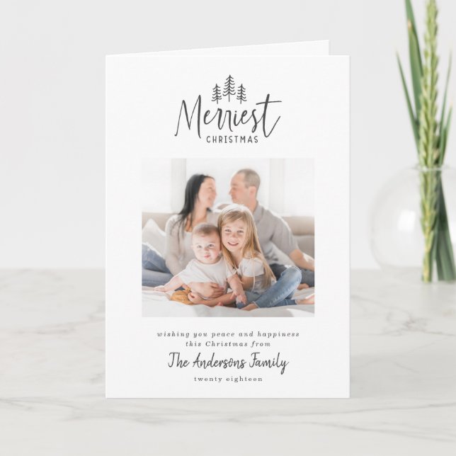 Cartão De Festividades Natal moderno e mínimo rústico, feriado fotográfic (Frente)