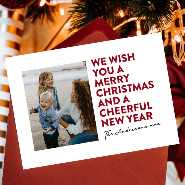 CARTÃO DE FESTIVIDADES NATAL MODERNO E NATAL VERMELHO DO ANO NOVO BRANCO (Criador carregado)