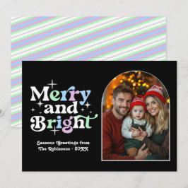 Cartão De Festividades Natal Moderno e Retrô com Geada Família Foto