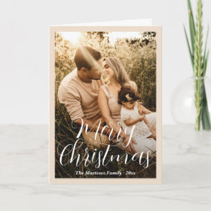 Cartão De Festividades Natal Moderno Foto Bege Neutro Elegante
