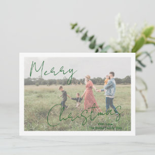 Cartão De Festividades Natal Moderno Foto Verde Script Rústico Elegante