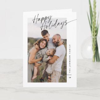 Cartão De Festividades Natal Moderno Minimalista com Letra de Script Feli