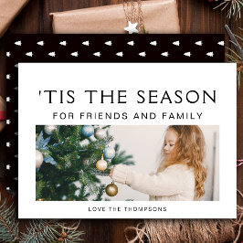 Cartão De Festividades Natal moderno minimalista preto e branco