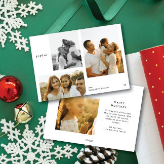 Cartão De Festividades Natal Moderno Minimalista Tipográfico Multi Foto