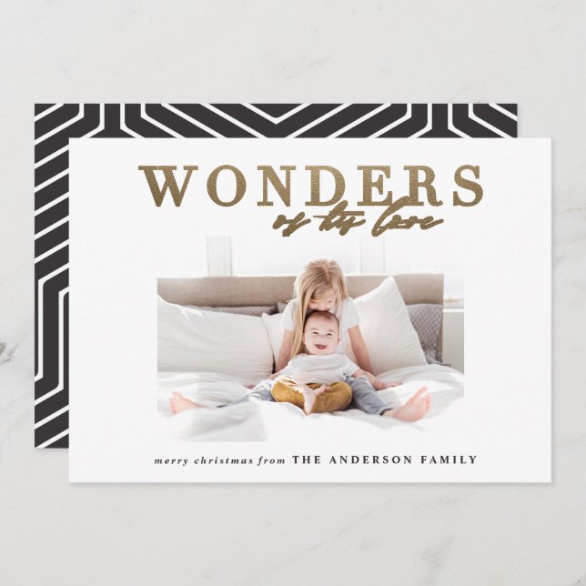 Cartão De Festividades Natal moderno religioso chic dourado multi foto (Frente/Verso)