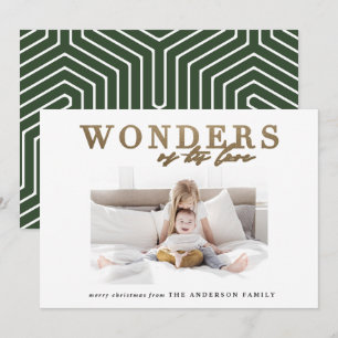 Cartão De Festividades Natal moderno religioso chic dourado multi foto