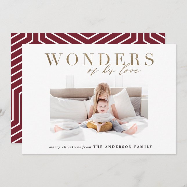 Cartão De Festividades Natal multi-foto de ouro religioso moderno (Frente/Verso)