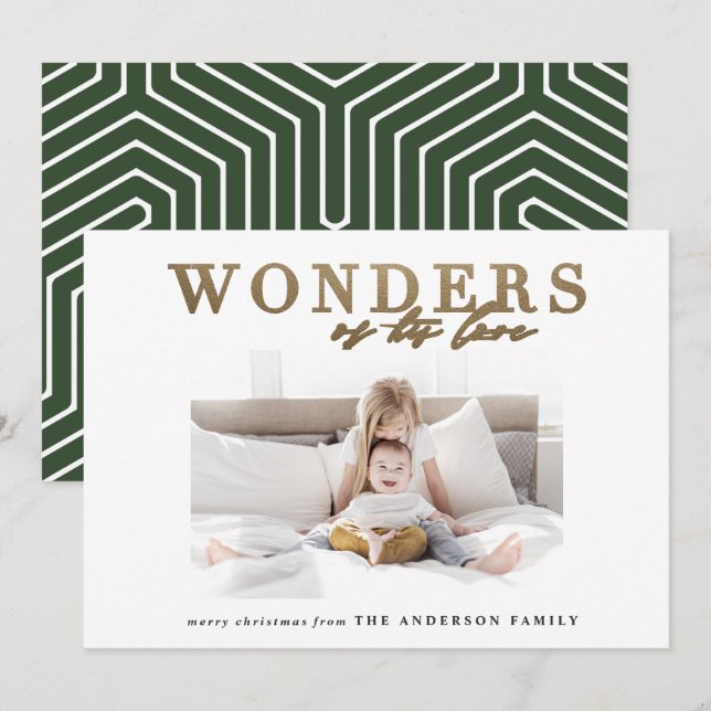 Cartão De Festividades Natal multi foto dourado chic religioso moderno (Frente/Verso)