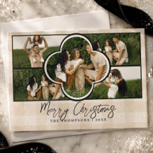 Natal Multi-Foto Gingham Neutro Elegante