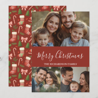 Cartão De Festividades Natal Multi-Foto Minimal Moderno