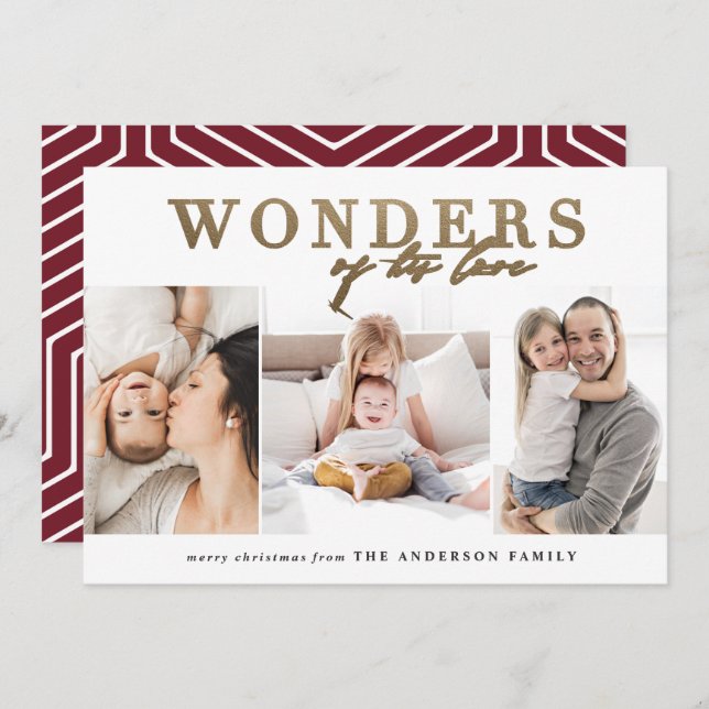 Cartão De Festividades Natal multi-fotografia em ouro religioso moderno (Frente/Verso)