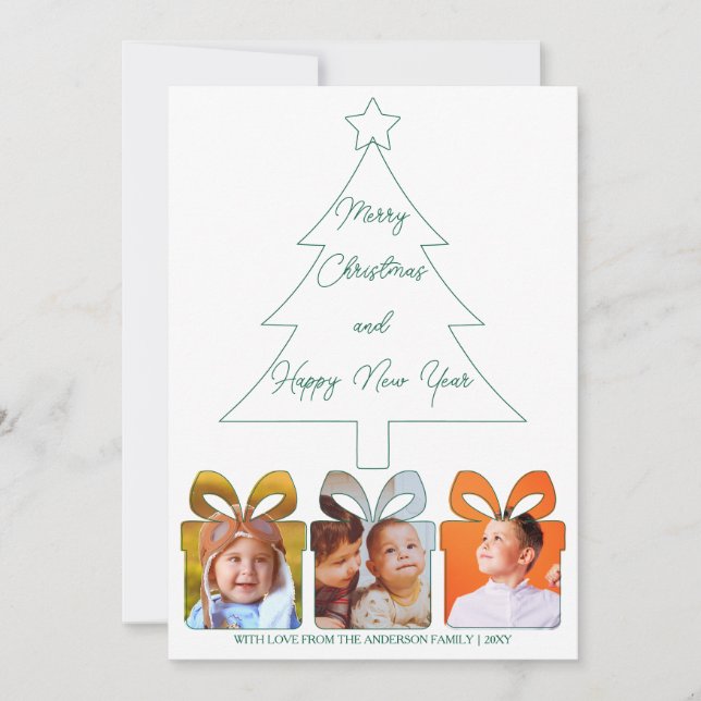 Cartão De Festividades Natal Múltiplo Verde Único e Moderno (Frente)