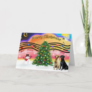 Cartão De Festividades Natal Music 2 - Labrador Retrievers (dois)