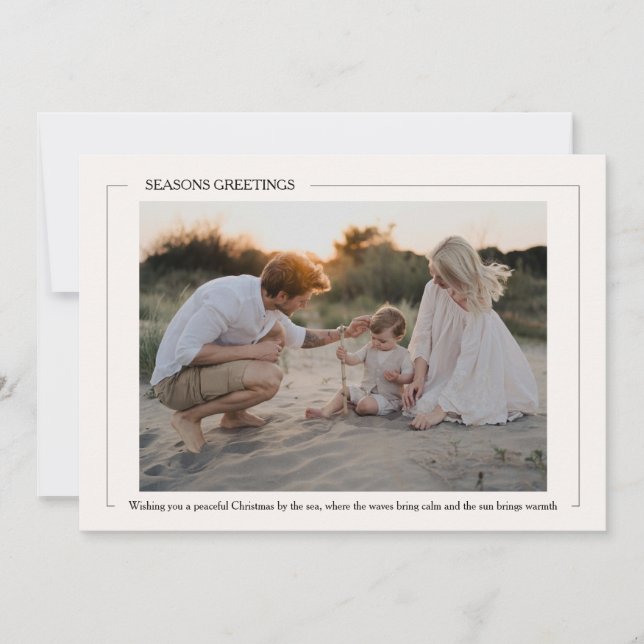 Cartão De Festividades Natal Na Foto Do Mar (Frente)