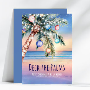 Cartão De Festividades Natal na Praia Deck the Palms
