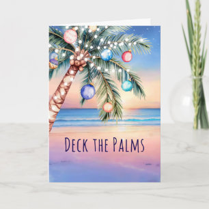 Cartão De Festividades Natal na Praia Deck the Palms