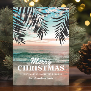 Cartão De Festividades Natal na Praia Não Fotográfico