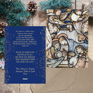 Cartão De Festividades Natal Natividade Cristã Católica Azul Moderno