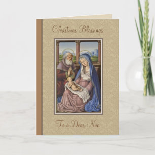 Cartão De Festividades Natal Natividade de Jesus Vintage Nun