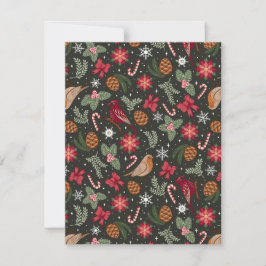 Cartão De Festividades Natal Natural Ditsy