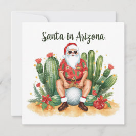 Cartão De Festividades Natal no Arizona com Papai Noel em bola de golfe 