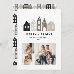 Cartão De Festividades Natal no Japão moderno Casas nórdicas 3 fotos